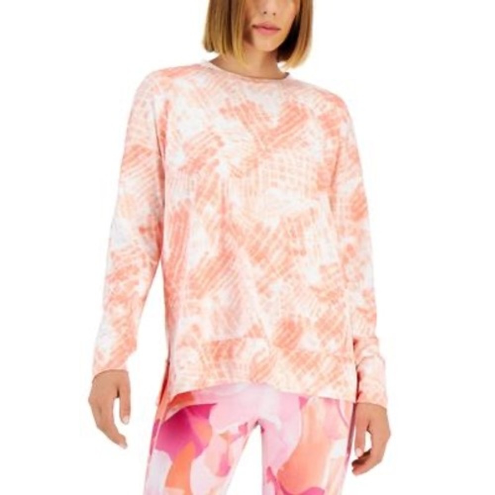 ID Ideology Women's Dye Slit Crewneck Top - Dye Peach - Size XL